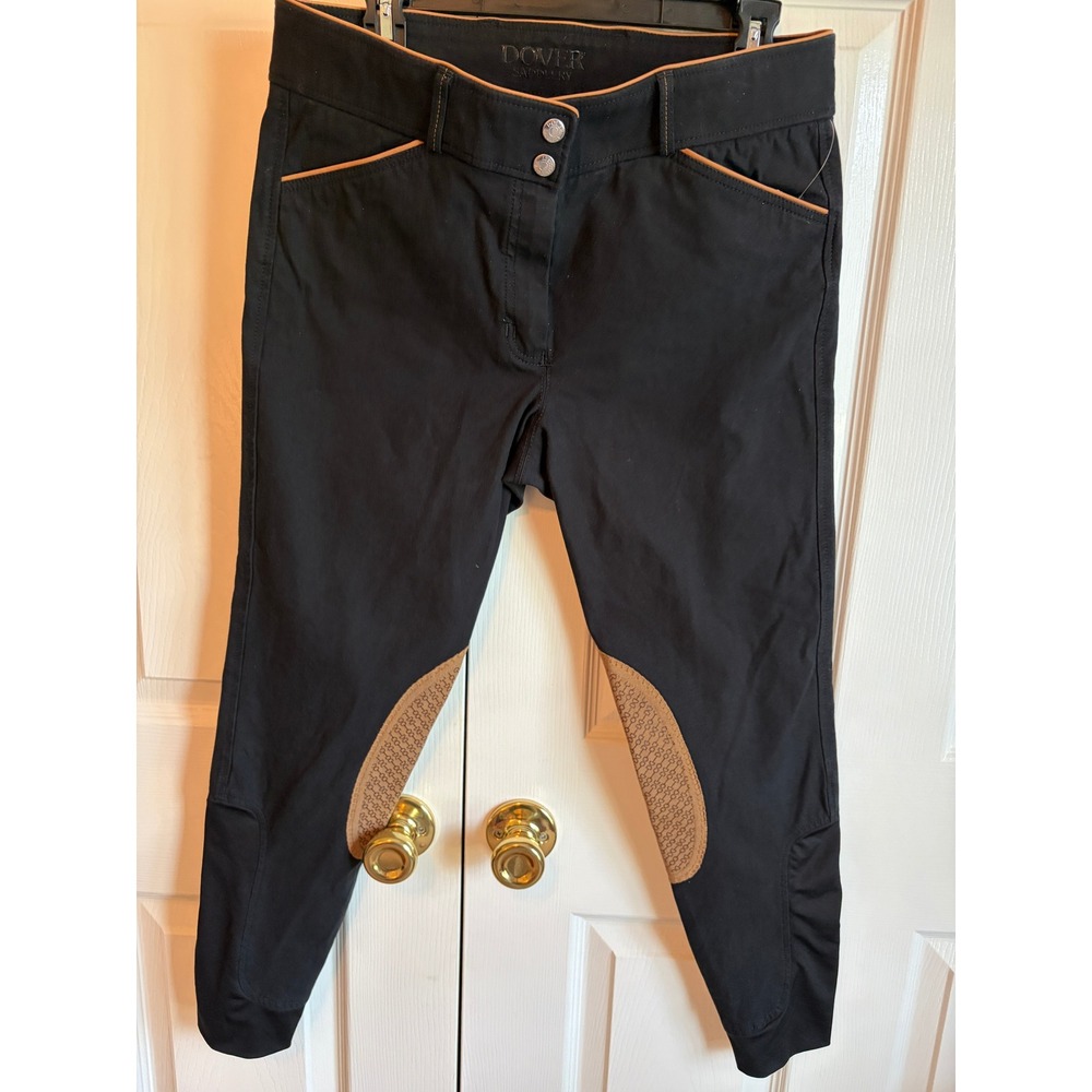 Dover Saddlery Black Equestrian Riding Breeches Knee Patch Pants 30 350395